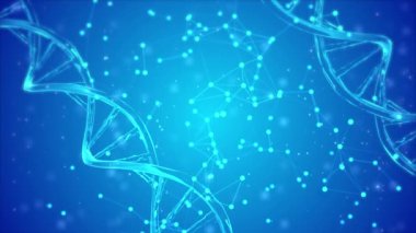soyut mavi DNA çift sarmallı sığ alan döngüsü Backgroud 4K.