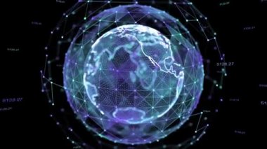 Dünya Hologramı Dönen Düğüm Bağlantısı 4k Alfa ile Döngü Canlandırması.