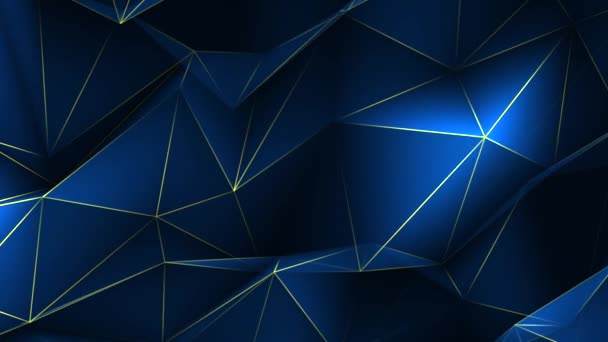 Μπλε και γκρι Premium βρόχο φόντο πολυτελές πολυγωνικό μοτίβο. χρυσές τριγωνικές γραμμές. — Αρχείο Βίντεο
