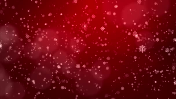 Snöfall röd loop bakgrund för jul och nytt år gratulationskort. — Stockvideo