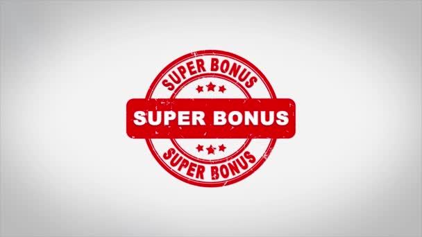 Animace razítka Super Bonus podepsaného razítka. — Stock video