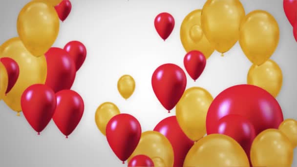 Schöne bunte Luftballons fliegen Luft auf blauem Himmel Schleife Hintergrund mit Alpha-Kanal. — Stockvideo