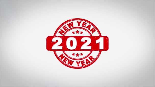 Happy New Year 2021 Signed Stamping Text Wooden Stamp Animation. — Stock Video