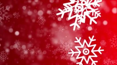 Kızıl Kar tanecikleri ve yıldız parçacıkları Bokeh kış döngüsü 4K arka planı.