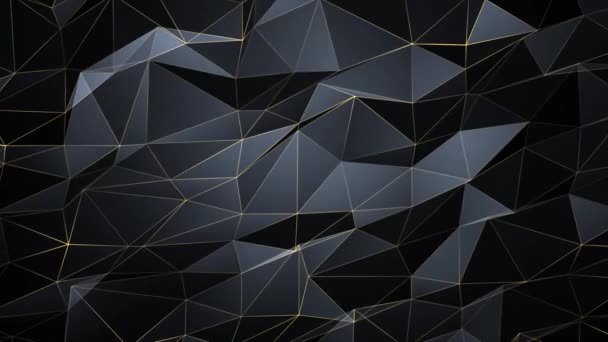 Μαύρο και γκρι Premium βρόχο φόντο πολυτελές πολυγωνικό μοτίβο. χρυσές τριγωνικές γραμμές. — Αρχείο Βίντεο
