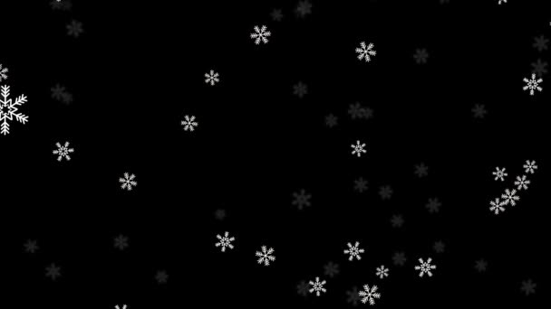 Πτώση χιόνι απομονώνονται σε μαύρο φόντο Πράσινη οθόνη Βρόχο Animation. — Αρχείο Βίντεο