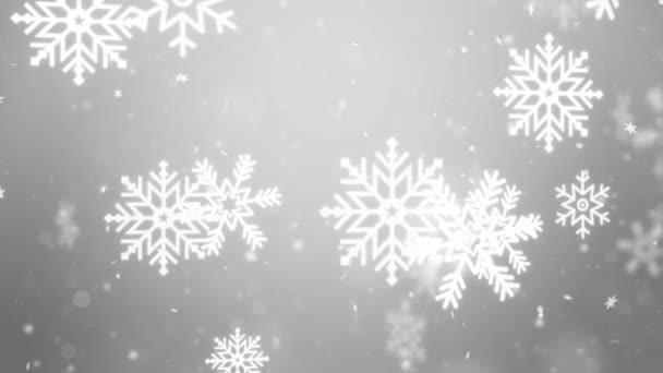 Bílé sněžení Sněhová vločka částice bezproblémové smyčka animace pozadí — Stock video