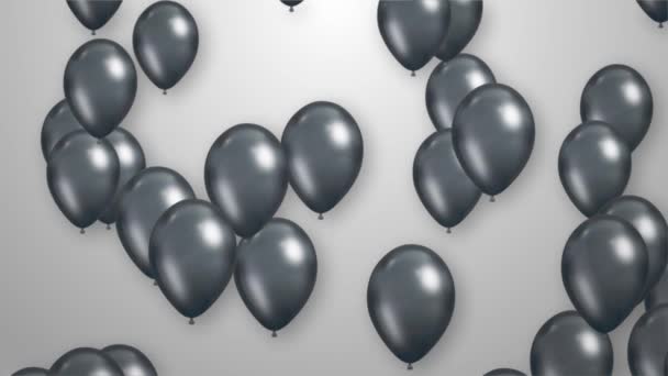 Black Ballons Flying up White Background loopable Animation Alpha Channel. Video Clip