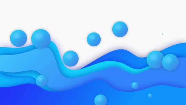 Animación Azul gradiente abstracto bolas de fondo de lazo líquido, elementos de forma de eclosión. — Vídeo de stock