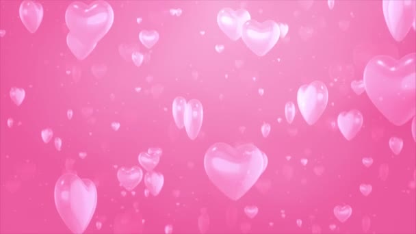 3D Pink Valentines and Wedding Hearts loop background Animation 4k. — Stock Video