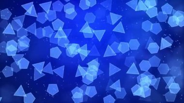 3D hareketli parçacıklar yıldız, üçgen şekilli yüzen döngü 4K Canlandırması.