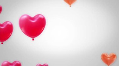 Bir demet kırmızı kalp şeklinde folyo Beyaz Arkaplan Alfa Kanalında Uçan Balonlar.