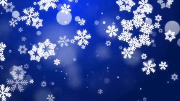 Soyut Mavi Kar Parçacıkları Taşıma döngüsü BG Mutlu Noeller, Tatil, Kış, Yeni Yıl. — Stok video