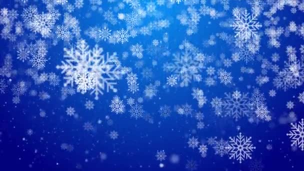Karácsony, havas kék hurok háttér. Nyaralás téli táj boldog karácsonyt — Stock videók
