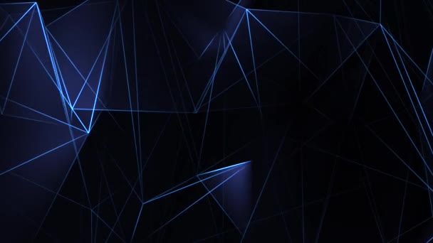 4K Abstrakt blå polygon geometrisk triangel Polygonal loop bakgrund. — Stockvideo