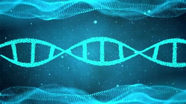 Abstract roterende DNA dubbele helix 3D animatie blauw Naadloze loopable achtergrond. — Stockvideo