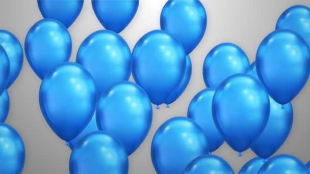 Bunch of blue Balloons rising up White background Animation 4K Loop Alpha Channel. — Stock video