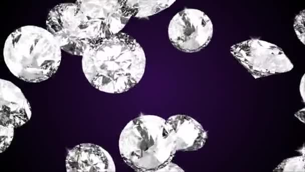 Cristales caen sobre fondo de lazo negro azul. Luz 3D para video Concierto, Actuaciones. — Vídeos de Stock