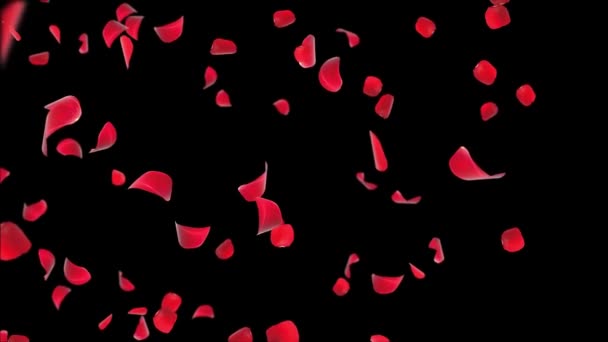 Valentine tło pętli z Falling płatki czerwonej róży zielony ekran Animacja. — Wideo stockowe