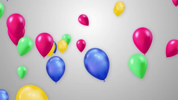 Streszczenie Animacja 3D balonów wielobarwnych Fly on White background Loop Alpha Channel. — Wideo stockowe