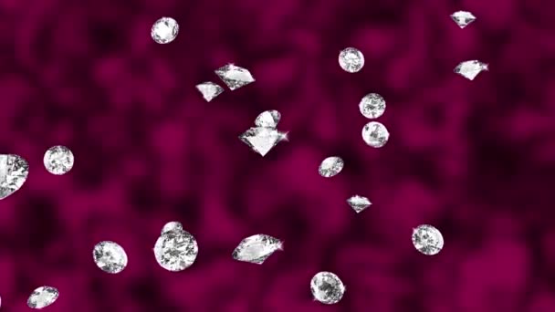 Αφηρημένη Animation of Falling Diamonds motion Red Loop Ιστορικό. 3d πράσινη οθόνη — Αρχείο Βίντεο