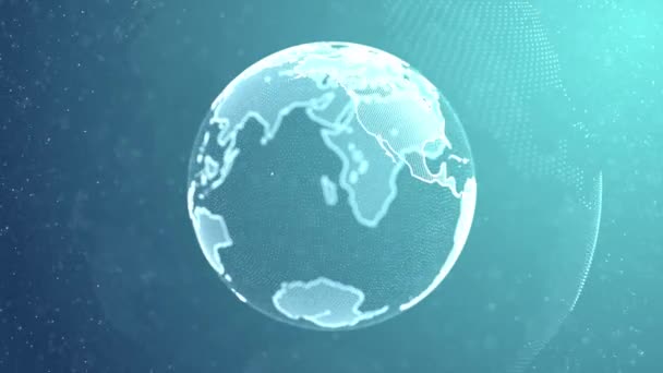 3D Синій цифровий Земля обертається мережі Loop анімації Альфа канал. — стокове відео