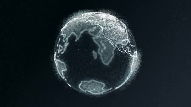 从粒子圈4k动画阿尔法掩体旋转数字世界HUD球体. — 图库视频影像