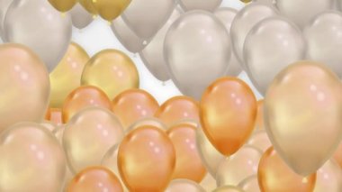 Altın Beyaz Balonların Animasyonu Uçan Kusursuz Döngü Arkaplan Alfa Kanalı