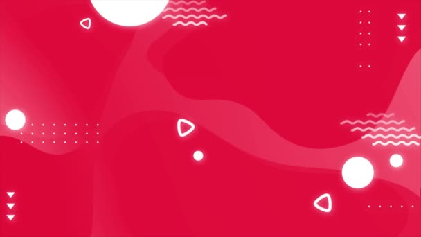 Bolas de esfera de rayas rojas, pirámides, estilo anime línea de velocidad rosa degradado color lazo fondo. — Vídeo de stock