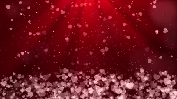 Motion Up von schönen hellen Kreis Herz Bokeh und Lichtstrahl Red Loop Hintergrund — Stockvideo