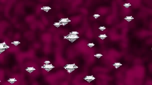 Chute lente de diamants bijoux gemmes 3D boucle Animation fond d'écran vert. — Video