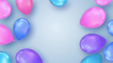 Mavi arkaplanda yüzen renkli Balon Canlandırma Alfa