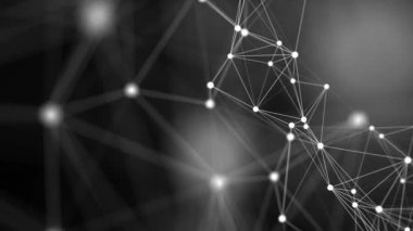 Ağ düğümleri gri ölçekli pleksus döngüsü arkaplanı. Düğüm noktalarının ağ ızgarası, satır matrisi.