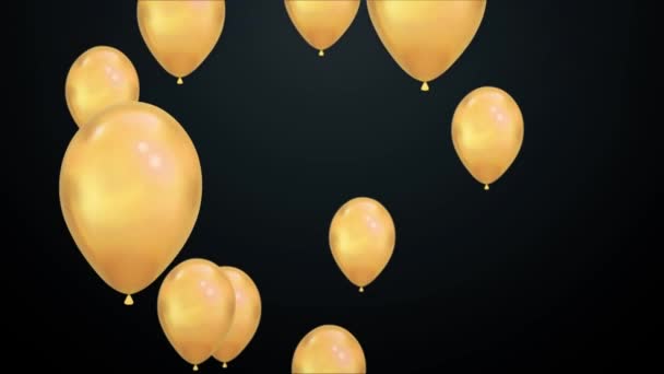 Animacja Złotych Balonów Pływające Pływające Bezszwowe tło pętli Alpha Channel — Wideo stockowe