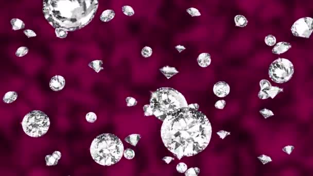 Loopable Falling Rotating Luxurious Glamour Diamond Gems on black background. — Stock Video