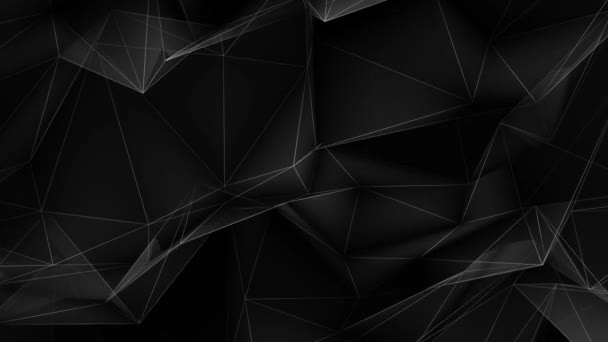 Abstrait rendu 3d de formes chaotiques low poly Loop Futuristic fond noir. — Video