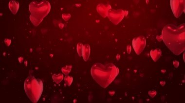 3D 4K Düşen Kalpler Parçacık Işığı Döngüsü Kalp geçmişi Sevgililer Günü, Düğün veya Aşk