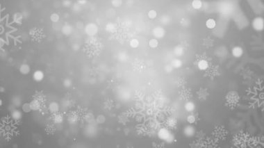 4k Konfeti Kar Taneleri ve Bokeh Işıkları Beyaz Arkaplanda.