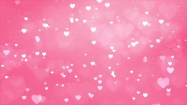 Pembe Kalp Aşk Şekli Romantik Animasyon Parçacıkları Uçan Döngü Arkaplanı.