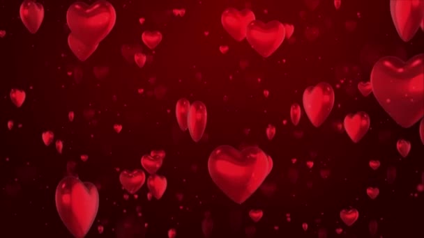 3d 4K fallende Herzen Partikellicht Schleife Herz Hintergründe Valentinstag, Hochzeit oder Liebe — Stockvideo