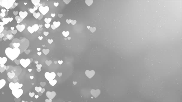Λευκή Λάμψη λάμπει Ορθογώνιο πλαίσιο αφηρημένη Βρόχο Καρδιά Σωματίδια φόντο 4k — Αρχείο Βίντεο