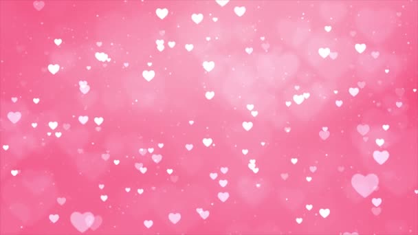 Pink Heart Love Shape Romantic Animated Particles Flying Loop Background. — Stock Video