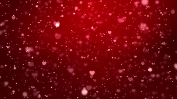 Hvězda Prach jiskřící lesk Srdce červené částice na černém 4k pozadí smyčka. — Stock video