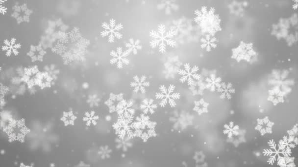 Witte glitter sterren en sneeuw sneeuwvlokken deeltjes beweging lus 4K achtergrond. — Stockvideo