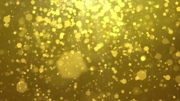 마법처럼 빛나는 황금 가루 입자들이 추상적 인 흐름을 따라 흘러 갑니다.. — 비디오