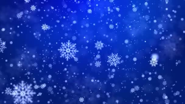 Piękna pętla abstrakcyjny zima śnieg 4K tło spada płatki śniegu cząstki brokatu. — Wideo stockowe