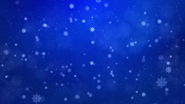 Snöfall Blå loop bakgrund för jul och nytt år gratulationskort. — Stockvideo