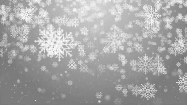 Branco bonito brilhante neve borrada bokeh abstrato Loop fundo. — Vídeo de Stock