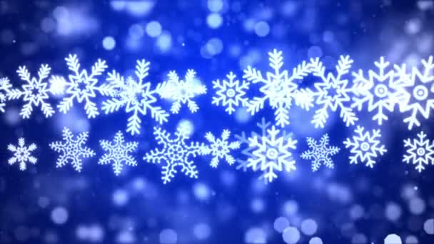 Blue Snow Snowfall Snowflake Particles Seamlessly Loop Animation Background — Stock Video