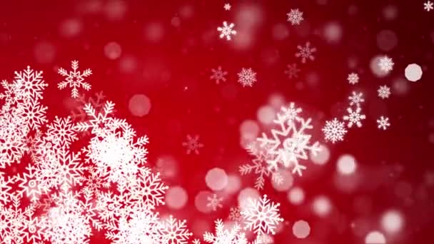 Absztrakt piros hó részecskék mozgó ciklus BG boldog karácsonyt, ünnep, tél, újév. — Stock videók